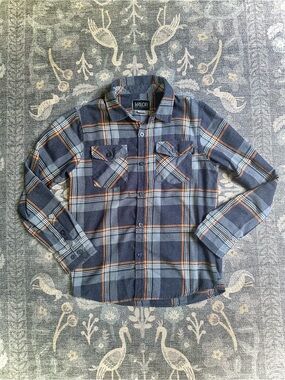 Valor Kids Navy & Orange Plaid Button-Front Shirt